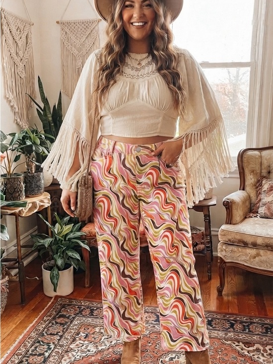 Rue+ Pants - Rue+ High-Rise Retro Swirl Print Skate Jeans Size 1X